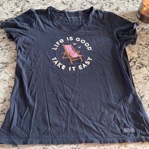 Life Is Good Take it Easy Beach Chair V-Neck T-Shirt